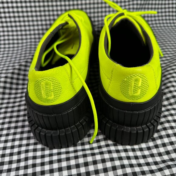 Camper Pix Chunky Neon Yellow Leather Oxford Shoe Men's EU 44 / US 10.5 - Picture 4 of 7